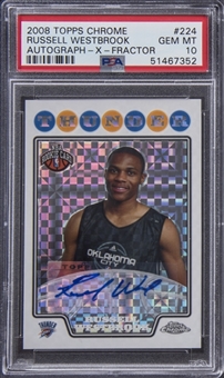 2008-09 Topps Chrome "X-Fractor Autograph" #224 Russell Westbrook Signed Rookie Card (#15/15) - PSA GEM MT 10 Population 1 of 1!